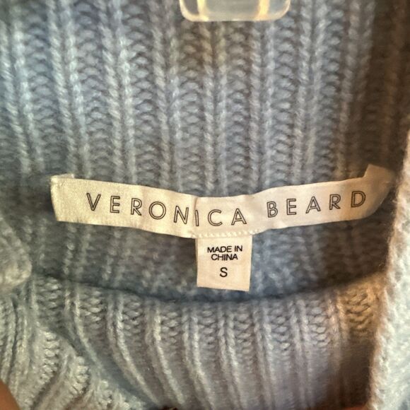 Veronica Beard Rama Blue Mock Neck Sweater Wool Cashmere Small - Picture 7 of 9